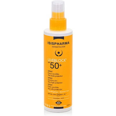 ISISPHARMA UVEBLOCK SPF50+ Spray Спрей с очень высокой степенью защиты от солнечного излучения для детей и взрослых, 200мл