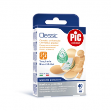 Пластырь PIC Classic НАБОР 40 штук: 25x72мм, 19х72мм, 9.5х38мм, 16Х57мм, диам 22.5